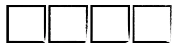 Black Grunge Square Brush Rectangular Frame Vector Set — Vettoriale Stock