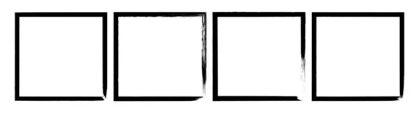 Black Grunge Square Brush Rectangular Frame Vector Set —  Vetores de Stock