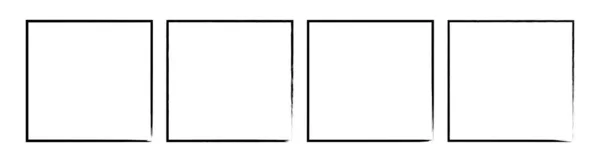 Black Grunge Square Brush Rectangular Frame Vector Set — Stockvector