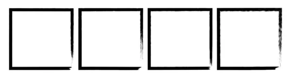 Black Grunge Square Brush Rectangular Frame Vector Set — Stok Vektör