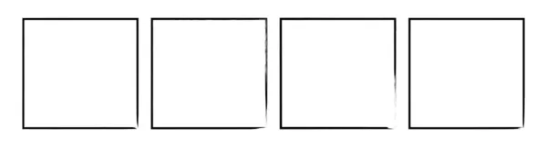 Black Grunge Square Brush Rectangular Frame Vector Set — Archivo Imágenes Vectoriales