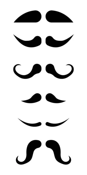 Black Mustache Collection Vector Illustration Isolated White — Stock Vector