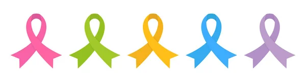 Awareness Ribbon Cross Set Breast Cancer Symbol Vector Illustration Flat — Stockvektor