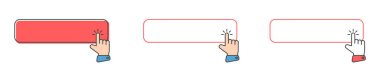 Click cursor icon with click here button vector set. Action button with mouse click