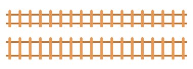 Düz stil vektör illüstrasyonunda ahşap çit beyaz üzerine izole