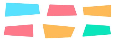 Düz biçim vektör resimlemesindeki Geometrik renkli pankartlar beyaz üzerine izole edildi