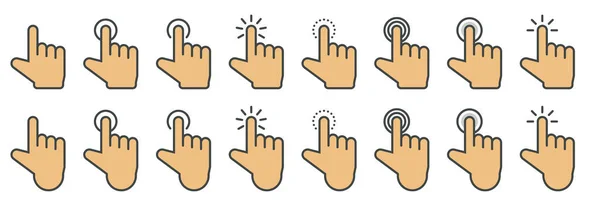 Hand Cursor Icon Different Gestures Finger Mouse Cursor Clicking Cursor — Vector de stock