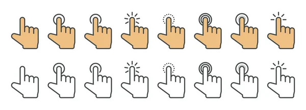 Hand Cursor Icon Different Gestures Finger Mouse Cursor Clicking Cursor — 图库矢量图片