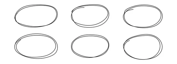Handgezeichnet Kreis Hervorhebung Vektor Set Isoliert Auf Weiß — Stockvektor