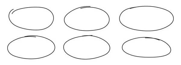 Cerchio Disegnato Mano Evidenziando Insieme Vettoriale Isolato Bianco — Vettoriale Stock