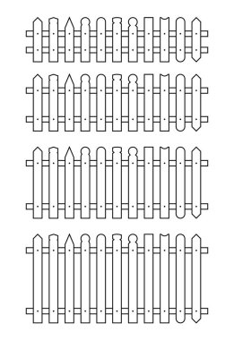 Beyaz üzerine izole edilmiş düz biçim vektör illüstrasyonunda çit
