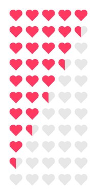 Heart rating icon set. Customer review. Vector illustration in flat style