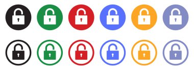 Opened and closed padlock icon in flat style. Lock vector illustration. Security check sign