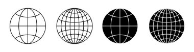 Dünya ikonu seti. Küre çizgisi şekil vektörü çizimi