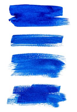 Mavi boya fırçası seti. Mürekkep fırçası. Vektör illüstrasyonu beyazda izole edildi