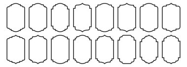 Beyaz üzerinde izole edilmiş vintage çerçeveler ve etiketler vektör illüstrasyonları kümesi