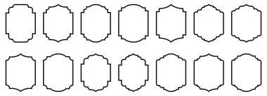 Beyaz üzerinde izole edilmiş vintage çerçeveler ve etiketler vektör illüstrasyonları kümesi