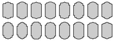 Beyaz üzerinde izole edilmiş vintage çerçeveler ve etiketler vektör illüstrasyonları kümesi