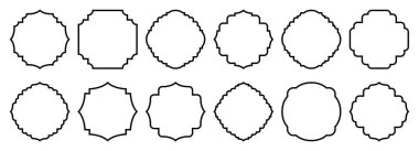 Beyaz üzerinde izole edilmiş vintage çerçeveler ve etiketler vektör illüstrasyonları kümesi