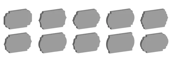 一组3D老式帧和标签矢量图形 在白色上隔离 — 图库矢量图片