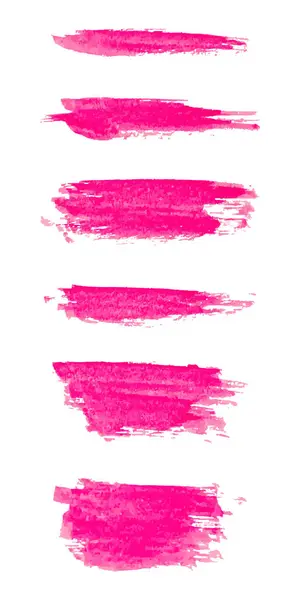 Set Pink Paint Brush Ink Stroke Brush Vector Illustration Isolated — Stockový vektor