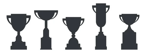 トロフィーカップシルエットコレクション ゲームやアプリのチャンピオンシップ賞の要素 — ストックベクタ