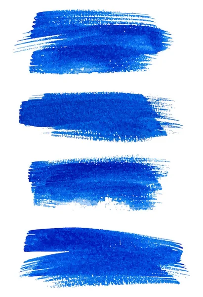 Set Blue Paintbrush Ink Stroke Brush Vector Illustration Isolated White — Stock vektor