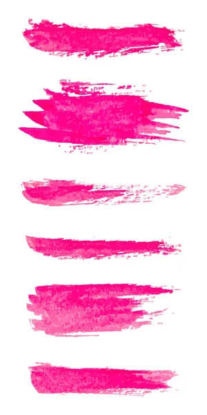 Set Pink Paint Brush Ink Stroke Brush Vector Illustration Isolated — Stockvektor