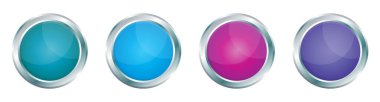 Button with metallic border in realistic style vector illustration