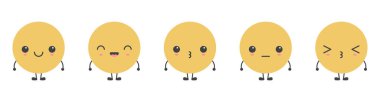 Cartoon emoji faces with different mood vector illustration collection