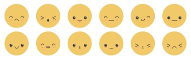 Cartoon emoji faces with different mood vector illustration collection
