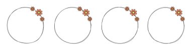 Hand drawn circle frame decoration element with flowers clip art