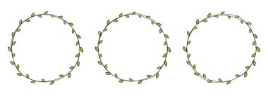 Hand drawn circle frame decoration element with leaves clip art