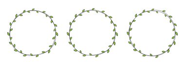 Hand drawn circle frame decoration element with leaves clip art