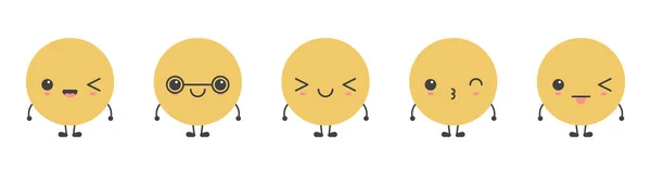 Cartoon Emoji Faces Different Mood Vector Illustration Collection — Vector de stock