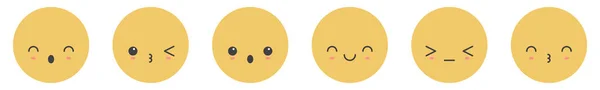 Caras Emoji Dibujos Animados Con Diferentes Colección Ilustración Vector Del — Archivo Imágenes Vectoriales