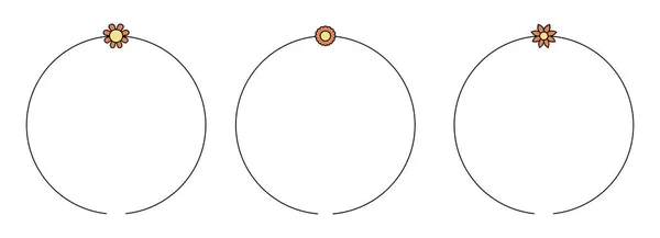 Cercle Cadre Élément Décoration Avec Des Fleurs Ensemble Vectoriel — Image vectorielle