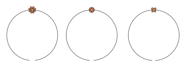 Cercle Cadre Élément Décoration Avec Des Fleurs Ensemble Vectoriel — Image vectorielle