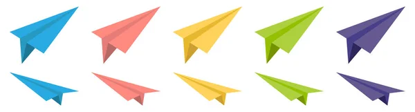 Colored Paper Airplane Collection Vector Illustration — Image vectorielle
