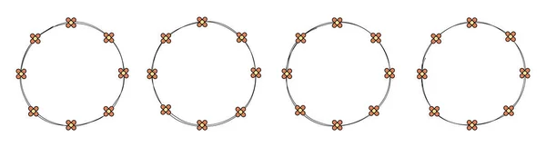 Hand Dras Cirkel Ram Dekoration Element Med Blommor Klipp Konst — Stock vektor