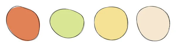 Hand Gezeichnet Farbige Runde Blob Vektor Illustration Set — Stockvektor
