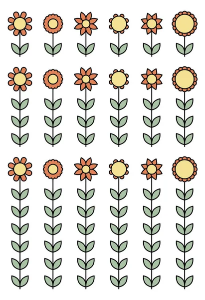 Outline flower vector set isolated on white