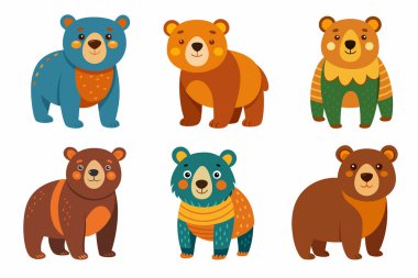 Beyaz üzerine izole edilmiş biçim vektörü çizen çocuklarda ayı