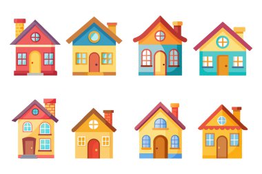 Çizgi film evi vektörü beyaz üzerine izole edildi