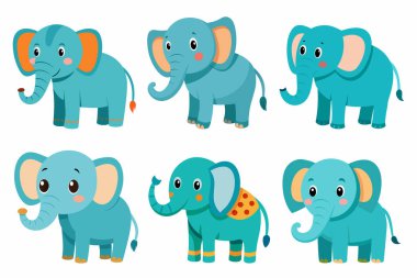 Çocukların içindeki fil beyaz üzerine izole edilmiş biçim vektörü çiziyor