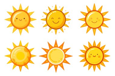 Beyaz arkaplanda izole edilmiş biçim vektörü çizen çocuklarda güneş