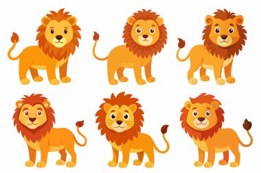 Çocukların aslan çizimi biçim vektörü beyaz üzerine izole
