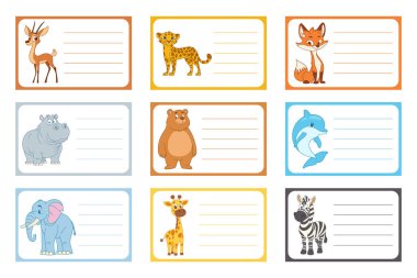 Hayvan ismi etiketleri etiket tasarımı illüstrasyonu