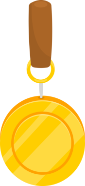 Altın, yuvarlak bir cisim altın bir yüzük tarafından kahverengi, silindirik bir saptan sarkıtılır. Nesne bir plakaya benzer ve pürüzsüz görünür, siyah arkaplan ise nesne formunu vurgular.