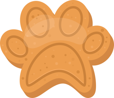 Dijital bir illüstrasyon, muhtemelen bir kedi ya da köpeği temsil eden biçimlendirilmiş bir pençe izi sunar. Sıcak, açık kahverengimsi renk kil olduğunu gösteriyor, davetkar ve rahatlatıcı hissi arttırıyor. Pençe koyu bir arkaplan üzerine kurulur.